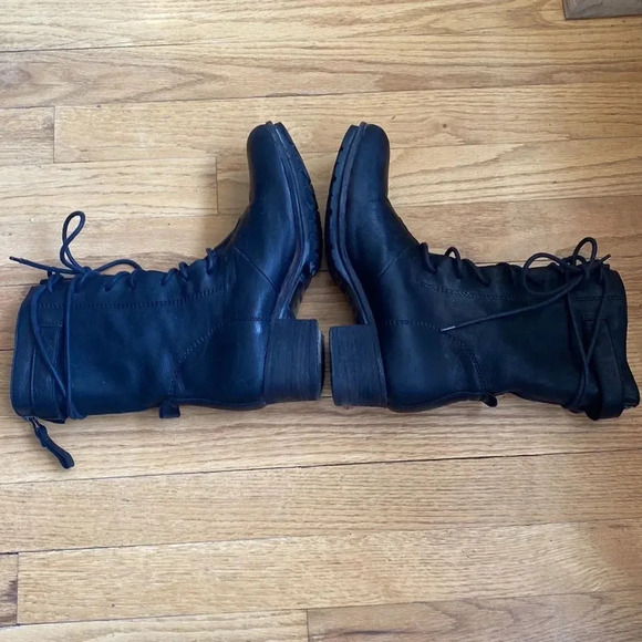 Elisa Nero sz EU 36 US black lace up with zip leather boots in great pre owned - Picture 7 of 10